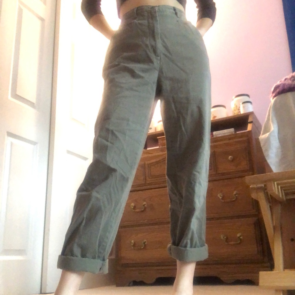 Army Green Trousers, High Waisted